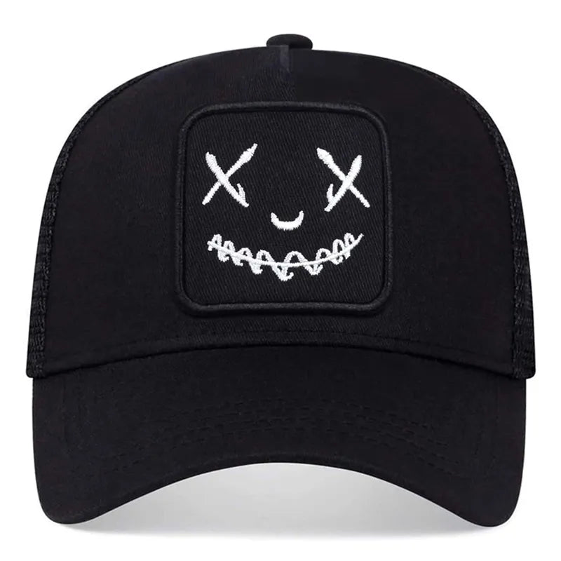 "SMILE FACE" Embroidery Snapback Unisex Cap