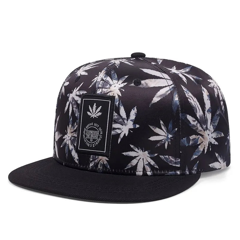 Maple Leaf Print Snapback Unisex Cap