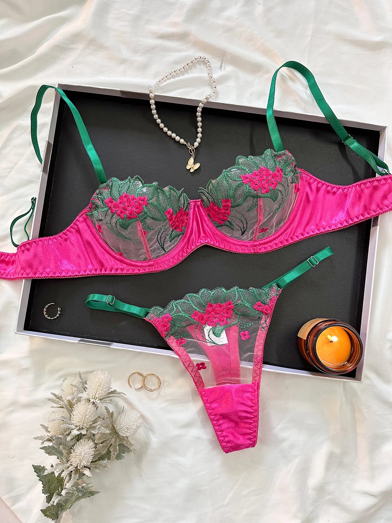 Fancy Floral Lingerie Set