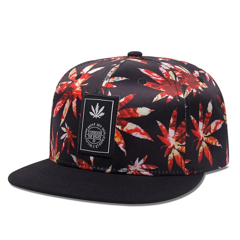 Maple Leaf Print Snapback Unisex Cap