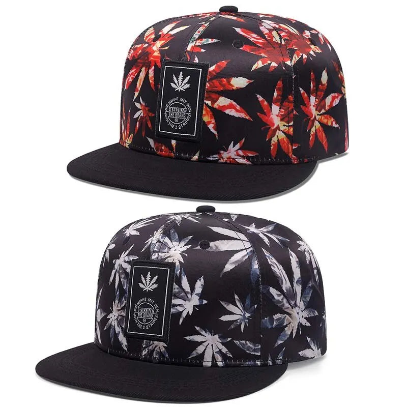 Maple Leaf Print Snapback Unisex Cap